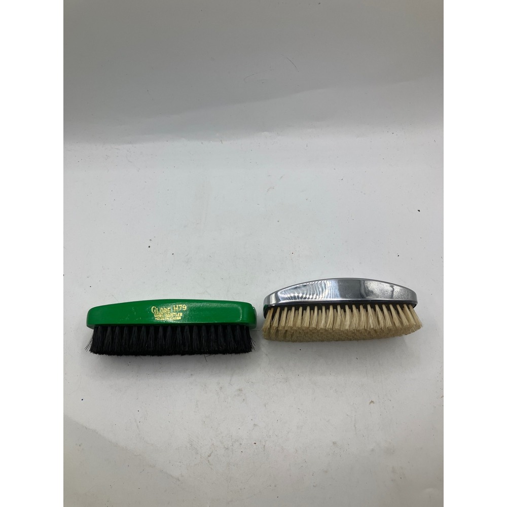 Vintage Globe H79 Horse Hair Grooming Brush‎ Set Chrome Green Equestrian